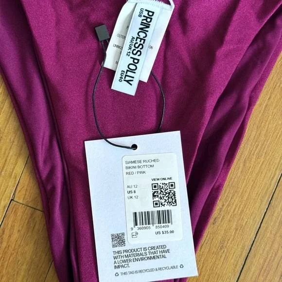 Princess Polly Red Ruched Bikini Bottom - Picture 3 of 8